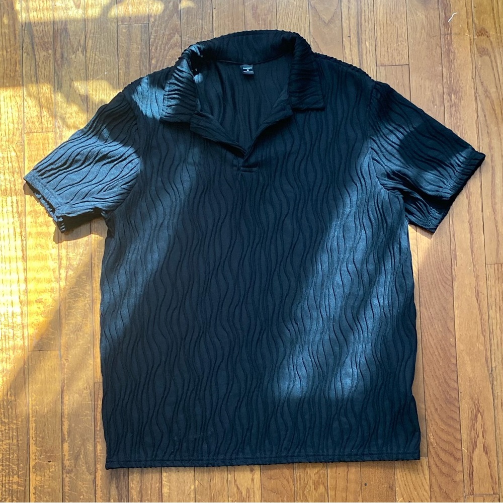 Black Polo with Raised Pattern